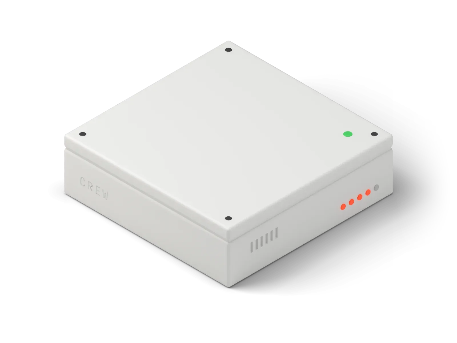 Isometric white module engraved CREW with status lights